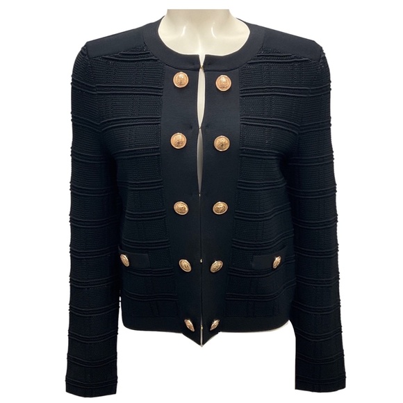 Milly | Jackets & Coats | Milly Black Pointelle Textured Knit Jacket ...